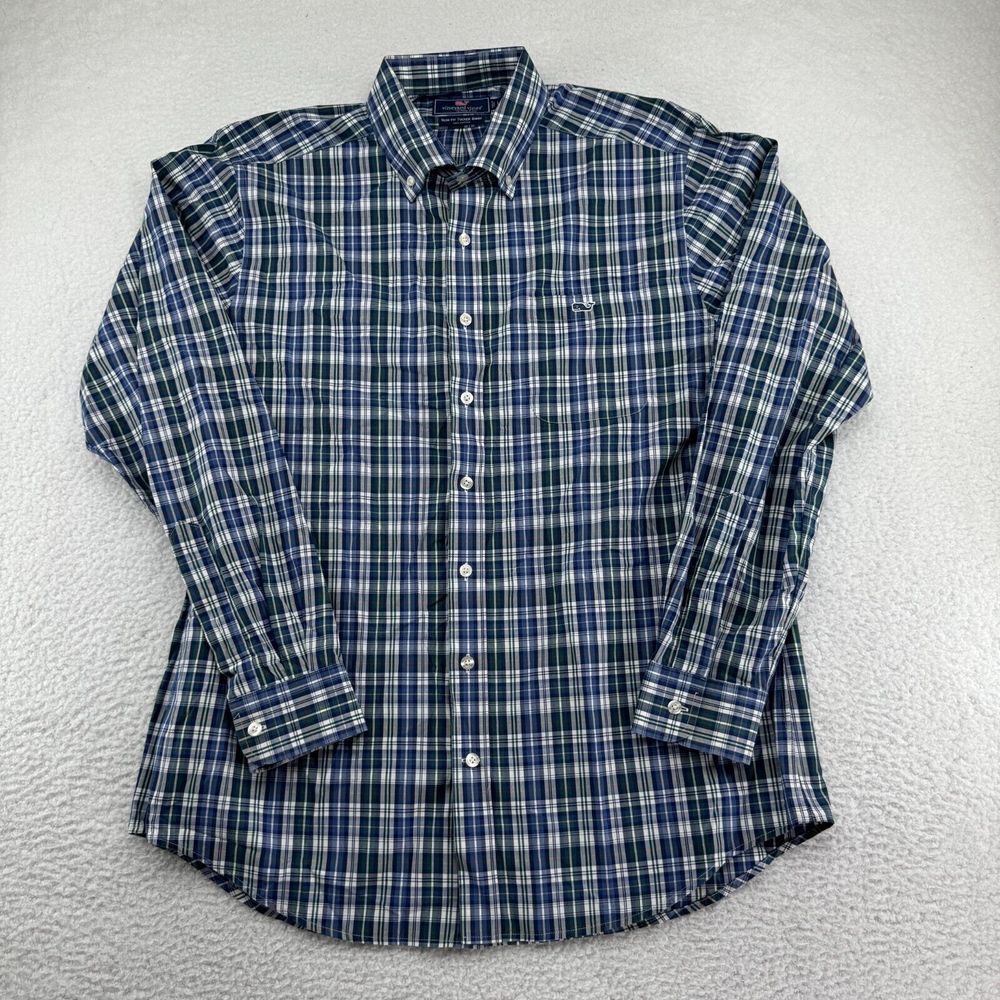 Vineyard Vines Slim Fit Tucker Shirt Men Large Colorful Plaid Long Sleeve Button